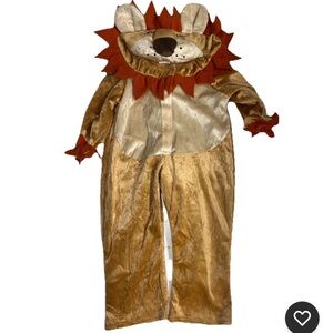 Lion Halloween Costume Size 2/3T Full Body Suit With Hood Velour Warm Zoo Animal